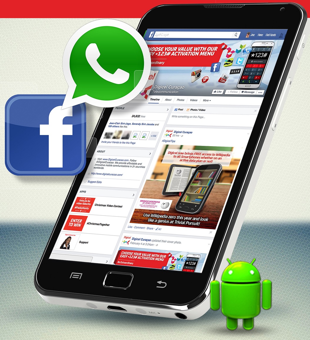 Facebook i Whatsapp grátis ku plan di data di 30 dia di Digicel!