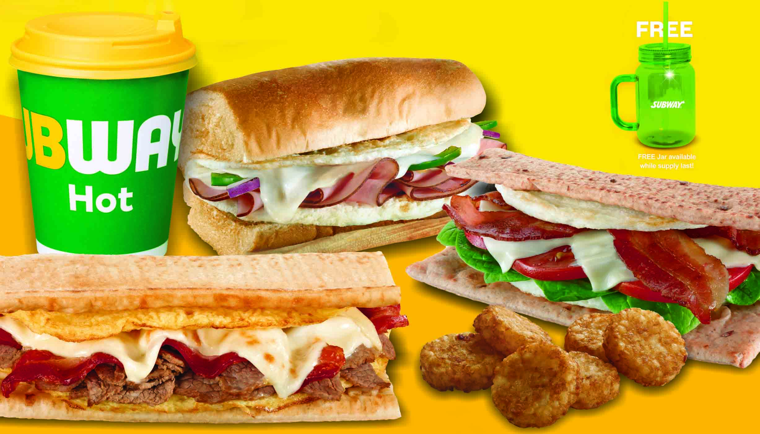 Subway su Aurora Breakfast  ta optenibel for di 6’or di mainta!